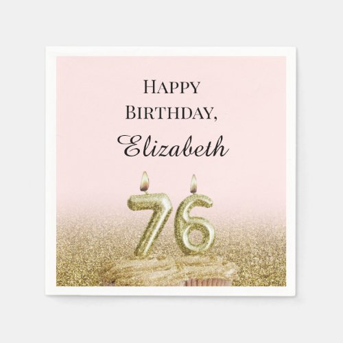 Pink and Gold 76th Birthday Napkins