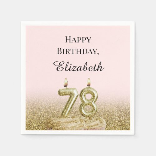 Pink and Gold 78th Birthday Napkins