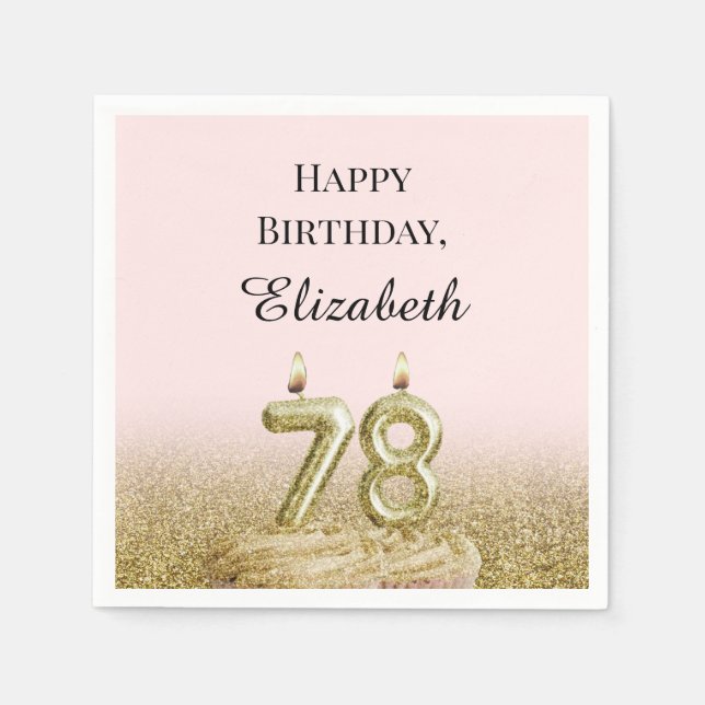 Pink and Gold 78th Birthday Napkins (Front)