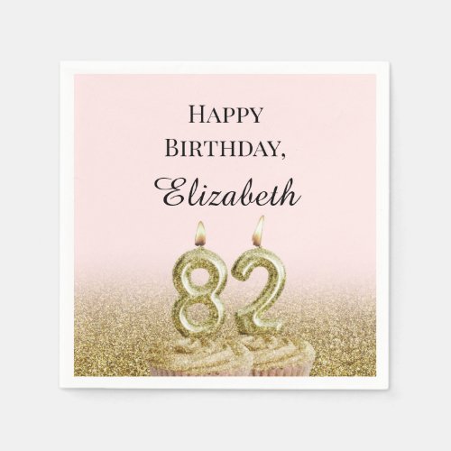 Pink and Gold 82nd Birthday Napkins
