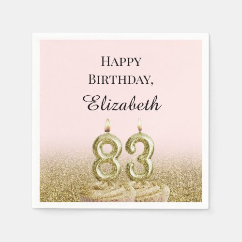 Pink and Gold 83rd Birthday Napkins