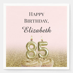 Pink and Gold 85th Birthday Napkins