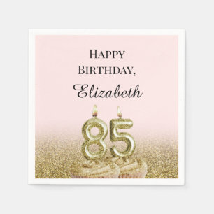 Pink and Gold 85th Birthday Napkins