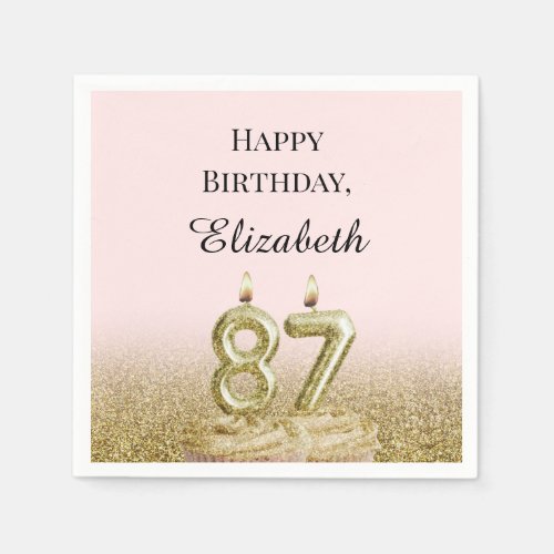 Pink and Gold 87th Birthday Napkins