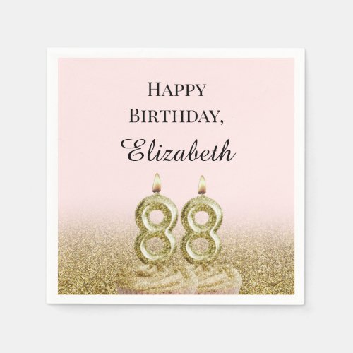 Pink and Gold 88th Birthday Napkins