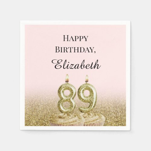 Pink and Gold 89th Birthday Napkins