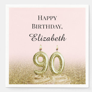 Pink and Gold 90th Birthday Napkins