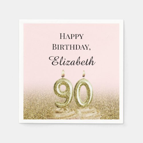 Pink and Gold 90th Birthday Napkins