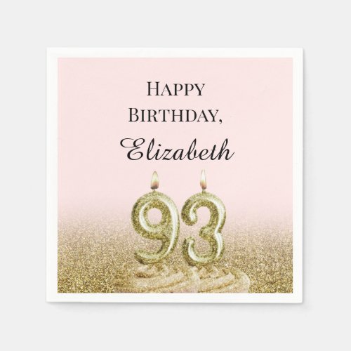 Pink and Gold 93rd Birthday Napkins