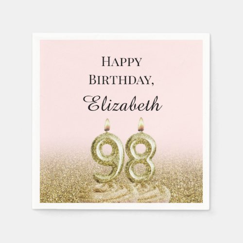 Pink and Gold 98th Birthday Napkins