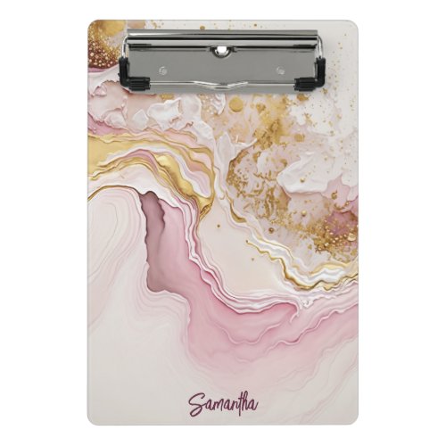 Pink and Gold Abstract Alcohol Ink 21 Mini Clipboard