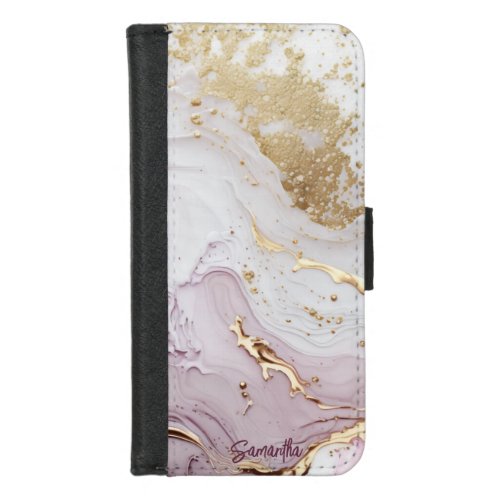 Pink and Gold Abstract Alcohol Ink 26 iPhone 87 Wallet Case