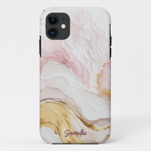 Pink and Gold Abstract Alcohol Ink 6 iPhone 11 Case