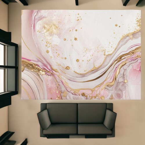 Pink and Gold Abstract Alcohol Ink 8 Rug