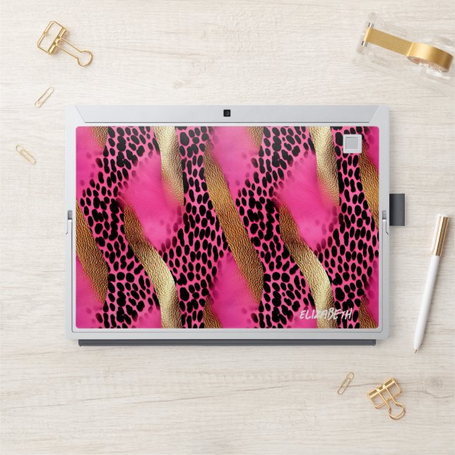 Pink and Gold Abstract Animal Skin Pattern (Desk)