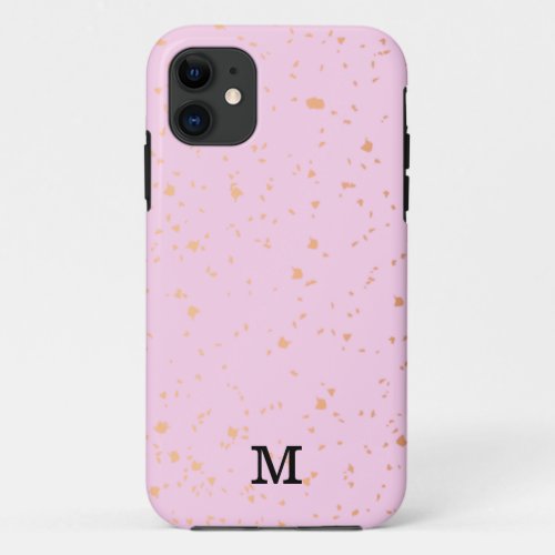 Pink And Gold Abstract Editable Monogram  iPhone 11 Case