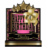 Pink and Gold Abstract Happy 00th Birthday Cutout<br><div class="desc">Table Topper Cutout. ⭐This Product is 100% Customizable. Graphics and / or text can be added, deleted, moved, resized, changed around, rotated, etc... 99% of my designs in my store are done in layers. This makes it easy for you to resize and move the graphics and text around so that...</div>