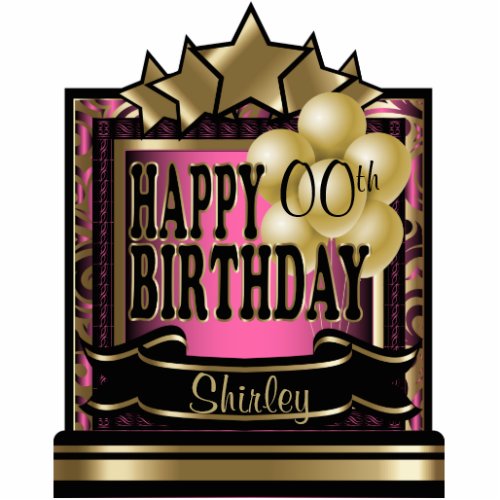 Pink and Gold Abstract Happy 00th Birthday Cutout
