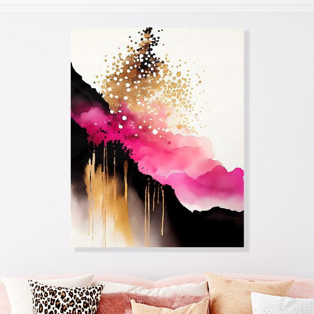 Pink and Gold Abstract Mountain Wall Art Acrylic Photo Tile (Creator Uploaded)
