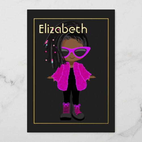 Pink and Gold African American Birthday Foil Invitation