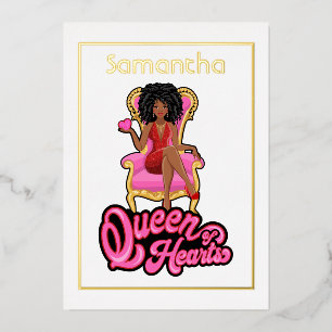 Pink and Gold Afro Birthday Party Foil Invitation