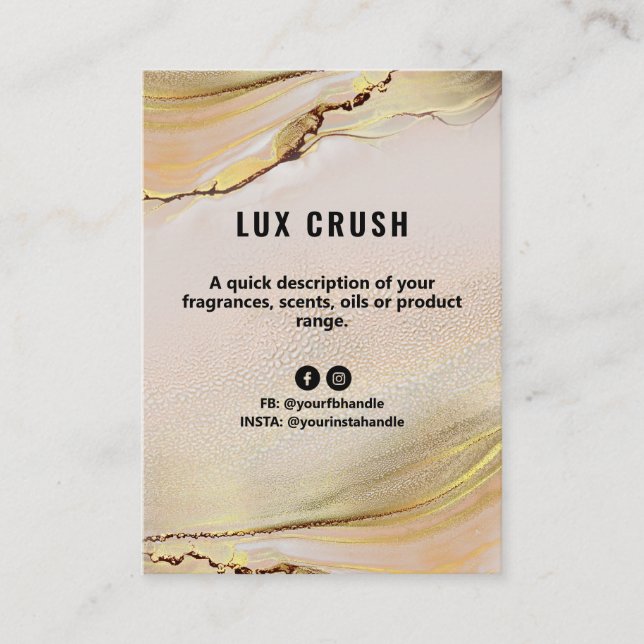 Pink And Gold Alcohol ink Product Price List Card (Front)