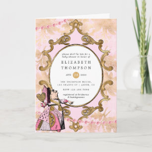Pink and Gold Alice In Wonderland Baby Shower Invitation