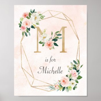 Pink And Gold Alphabet Baby Name Monogram Poster by melanileestyle at Zazzle