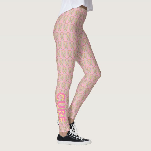 Pink and Gold Awareness Ribbon Angel Leggings (Right)