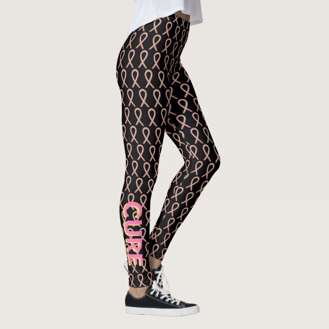 Pink and Gold Awareness Ribbon Custom Leggings (Right)
