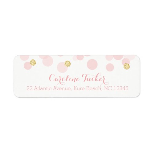 Pink and Gold Baby Girl Shower Confetti Dots Label