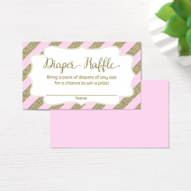 Pink And Gold Baby Shower Diaper Raffle Ticket