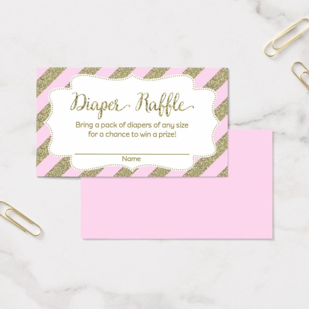 Pink And Gold Baby Shower Diaper Raffle Ticket