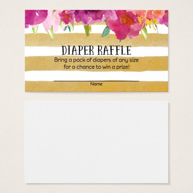 Pink And Gold Baby Shower Diaper Raffle Tickets