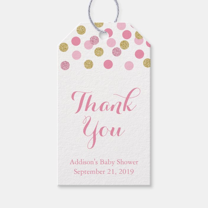 Pink And Gold Baby Shower Favor Tag Gift Tags Zazzle Com