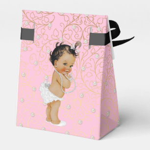 Pink and Gold Baby Shower Favor Tent Boxes