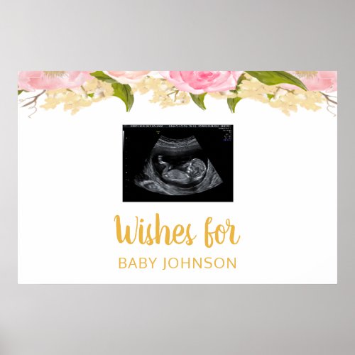 Pink And Gold Baby Shower Guest Book Sign Sonogram