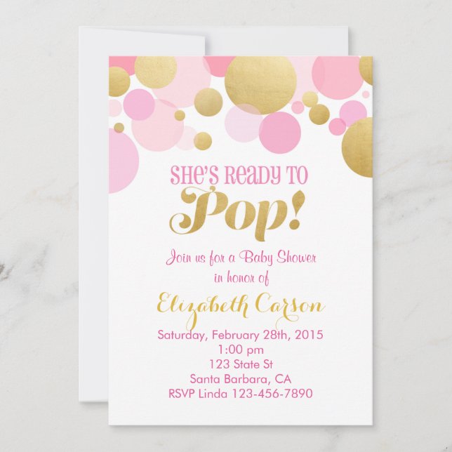 Pink and Gold Baby Shower Invitation (Front)
