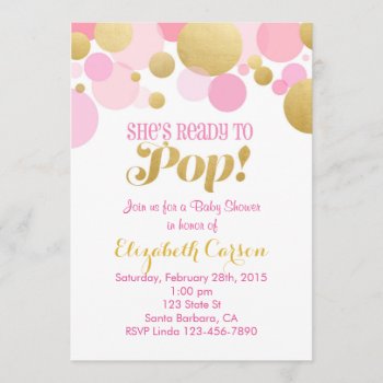 Pink And Gold Baby Shower Invitation by Pixabelle at Zazzle