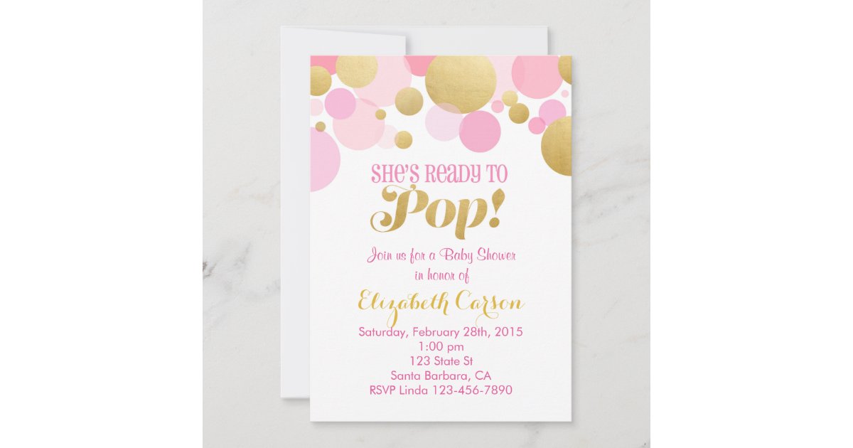 Pink and Gold Baby Shower Invitation Zazzle