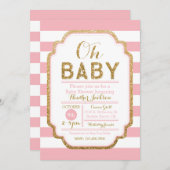 Pink And Gold Baby Shower Invitation, Baby Girl Invitation (Front/Back)