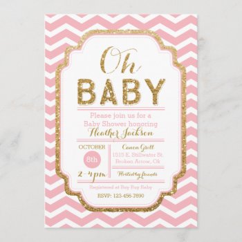 Pink And Gold Baby Shower Invitations  Baby Girl Invitation by EllisonReed at Zazzle