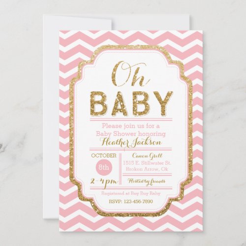 Pink And Gold Baby Shower Invitations Baby Girl Invitation