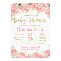 Pink and Gold Baby Shower Invitations for Girls