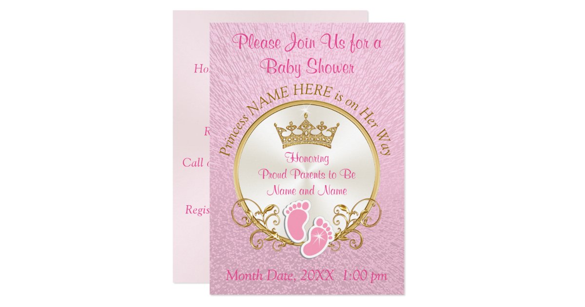 Pink And Gold Baby Shower Invitations Personalize Invitation