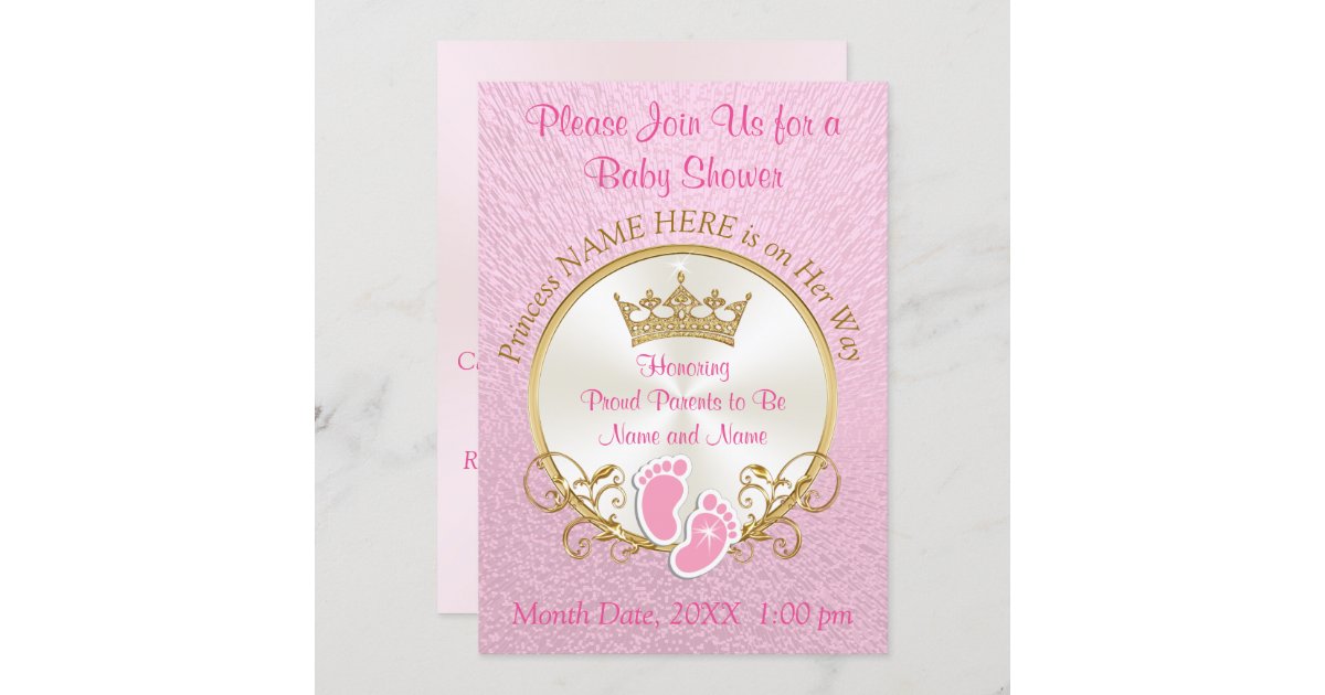 Pink and Gold Baby Shower Invitations, Personalize Invitation | Zazzle