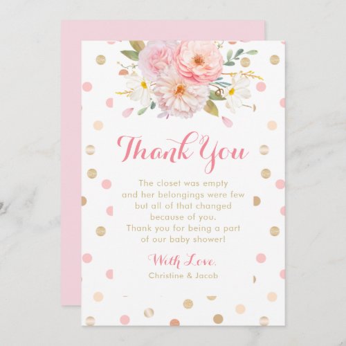 Pink and Gold Baby Shower Thank You Cards
