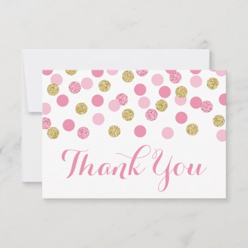 Pink and Gold Baby Shower Thank You Cards Flat