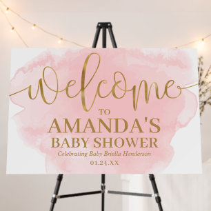 Pink and Gold Baby Shower Welcome Sign