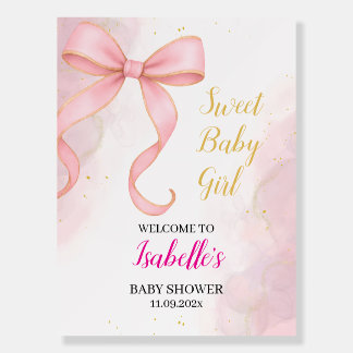 Pink and Gold Baby Shower Welcome Signs